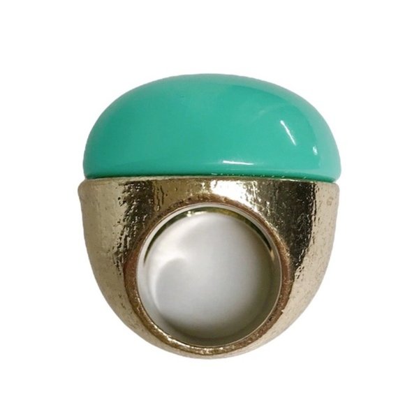 SOLD 🛍 Vintage Custom Made Green Jade Gold Ring - Picture 2 of 9